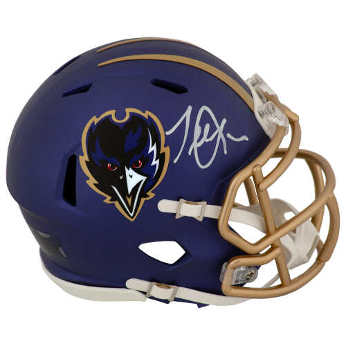 Terrell Suggs Signed Baltimore Ravens 2024 Alternate Purple Riddell Speed Mini Helmet