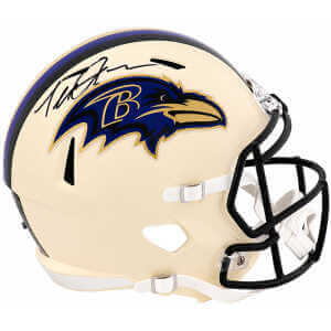 Terrell Suggs Signed Baltimore Ravens RETRO Riddell Full Size Speed Replica Helmet