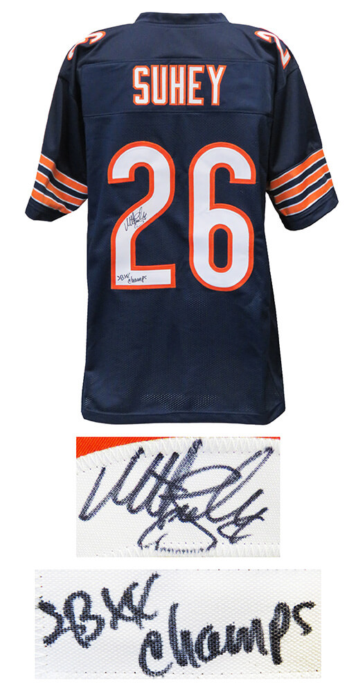 Matt Suhey Signed SB XX Champs Inscription Chicago Blue Football Jerse — RSA