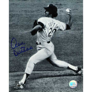 Don Sutton Signed Los Angeles Dodgers B&W Pitching 8x10 Photo