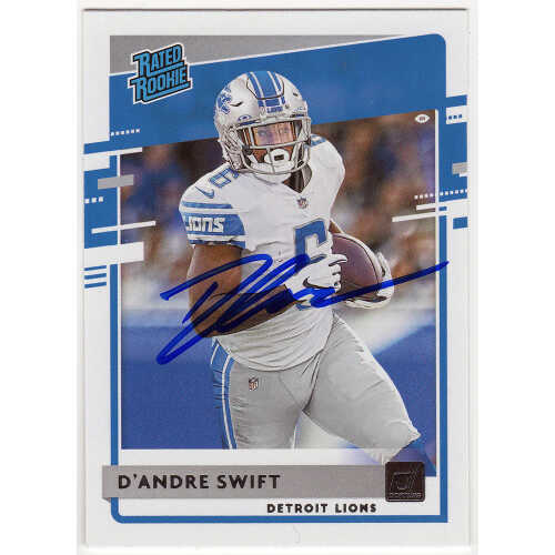 D'Andre Swift Signed Detroit Lions 2020 Donruss Rated Rookie Football Card #309