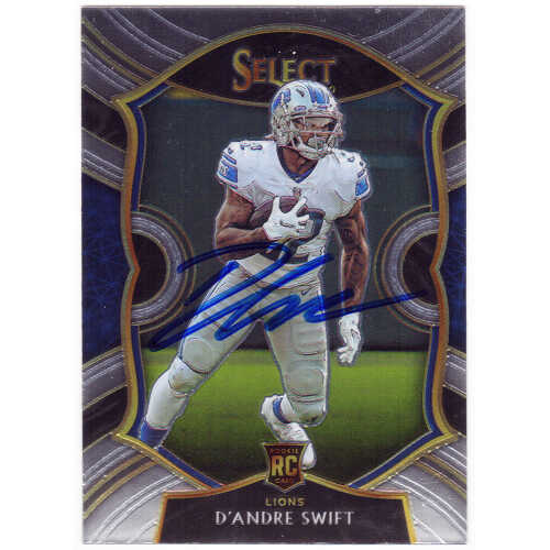 D'Andre Swift Signed Detroit Lions 2020 Panini Select Rookie Football Card #51