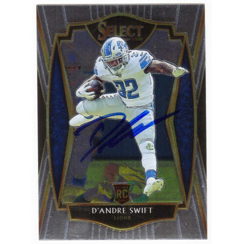 D'Andre Swift Signed Detroit Lions 2020 Panini Select Rookie Football Card #151