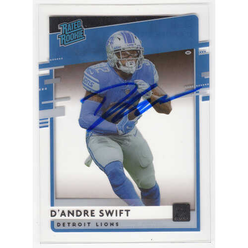 D'Andre Swift Signed Detroit Lions 2020 Donruss Clearly Rated Rookie Football Card #RR-DS