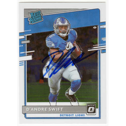 D'Andre Swift Signed Detroit Lions 2020 Donruss Optic Rated Rookie Football Card #159