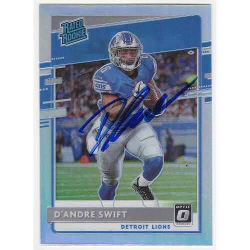 D'Andre Swift Signed Detroit Lions 2020 Donruss Optic Prizm Rated Rookie Football Card #159