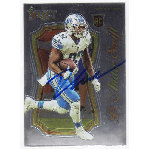 D'Andre Swift Signed Detroit Lions 2020 Panini Select Certified Rookie Football Card #SCR-15