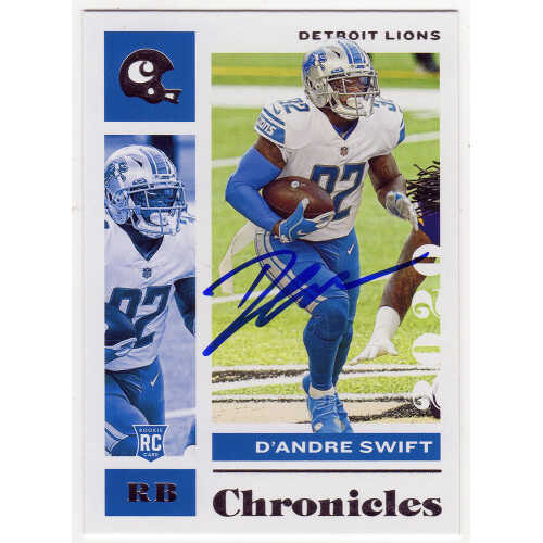 D'Andre Swift Signed Detroit Lions 2020 Panini Chronicles Rookie Football Card #32