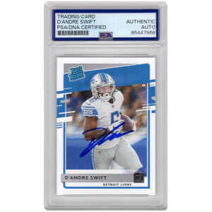 D'Andre Swift Signed Detroit Lions 2020 Donruss Rated Rookie Football Card #309 - (PSA Encapsulated)