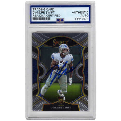 D'Andre Swift Signed Detroit Lions 2020 Panini Select Rookie Football Card #51 - (PSA Encapsulated)