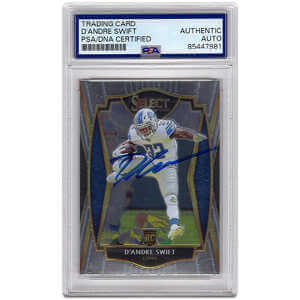 D'Andre Swift Signed Detroit Lions 2020 Panini Select Rookie Football Card #151 - (PSA Encapsulated)