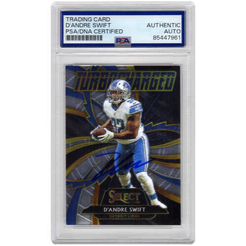 D'Andre Swift Signed Detroit Lions 2020 Select Turbo Charged Rookie Football Card #T19 - (PSA Encapsulated)