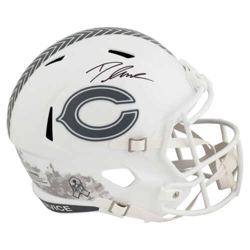 D'Andre Swift Signed Chicago Bears 2024 SALUTE White Riddell Full Size Speed Replica Helmet