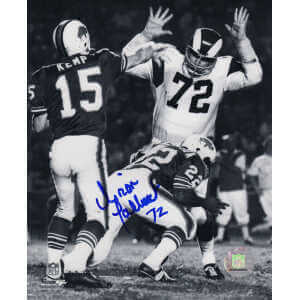 Diron Talbert Signed Rams B&W Action vs. Bills 8x10 Photo