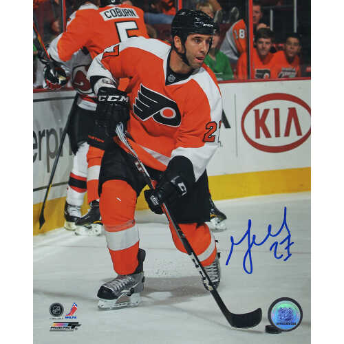 Max Talbot Signed Philadelphia Flyers With Puck Action 8x10 Photo