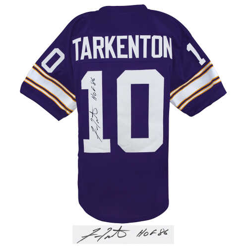 Fran Tarkenton Signed Purple Throwback Custom Football Jersey w/HOF'86 - Image 2