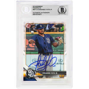 Fernando Tatis Jr. Signed San Diego Padres 2018 Bowman Prospects Baseball Trading Card #BP114 - (Beckett Encapsulated)