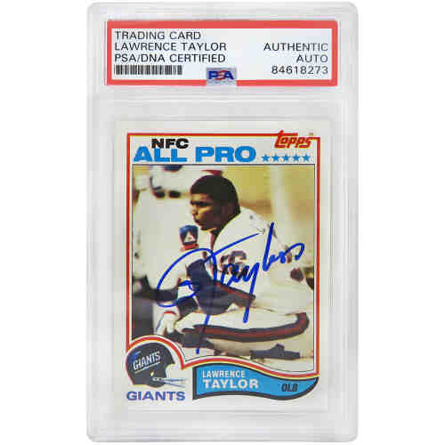 Lawrence Taylor Signed New York Giants 1982 Topps Football Rookie Card #434 (PSA Encapsulated)