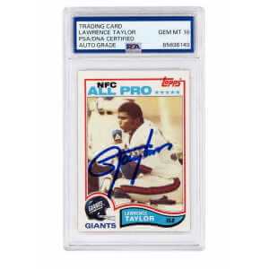 Lawrence Taylor Signed Giants 1982 Topps Football Rookie Card #434 (PSA Encapsulated - Auto Grade 10)