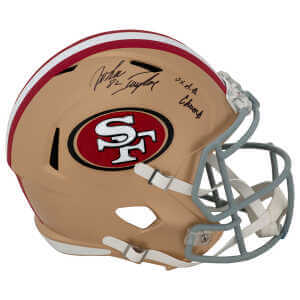 John Taylor Signed San Francisco 49ers Riddell Full Size Speed Replica Helmet w/3x SB Champs