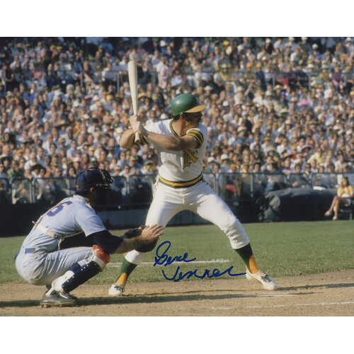 Gene Tenace Signed Oakland A's White Jersey Batting 8x10 Photo