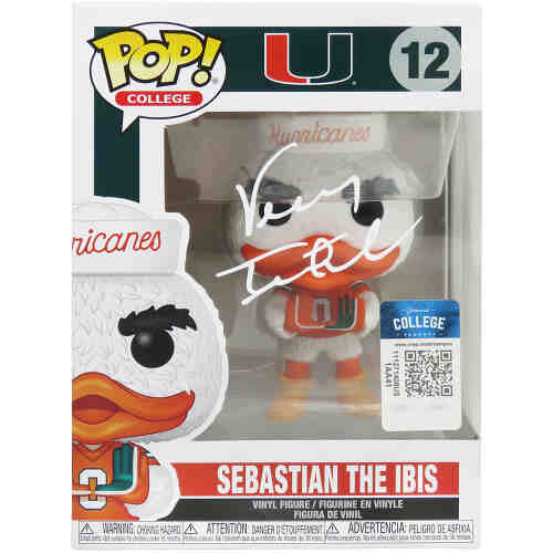 Vinny Testaverde Signed Miami Hurricanes NCAA Mascot Funko Pop Doll #12