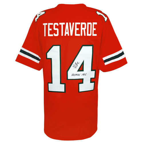 Vinny Testaverde Signed Orange Throwback Custom College Football Jersey w/Heisman 1986