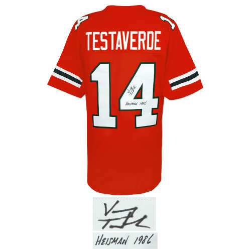 Vinny Testaverde Signed Orange Throwback Custom College Football Jersey w/Heisman 1986 - Image 2