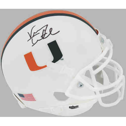 Vinny Testaverde Signed Miami Hurricanes White Schutt Mini Helmet