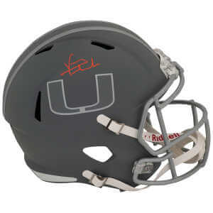 Vinny Testaverde Signed Miami Hurricanes SLATE Riddell Full Size Speed Replica Helmet