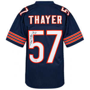 Tom Thayer Signed Navy Custom Football Jersey w/SB XX - (JSA)