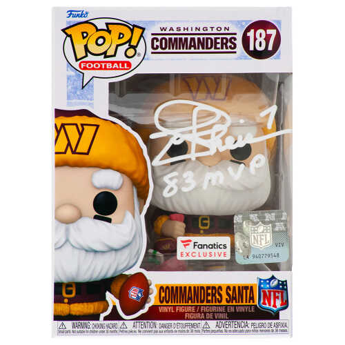 Joe Theismann Signed Washington Commanders SANTA Funko Pop Doll #187 w/83 MVP