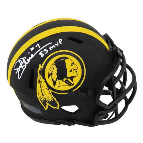 Joe Theismann Signed Washington Redskins Eclipse Black Matte Riddell Speed Mini Helmet w/83 MVP