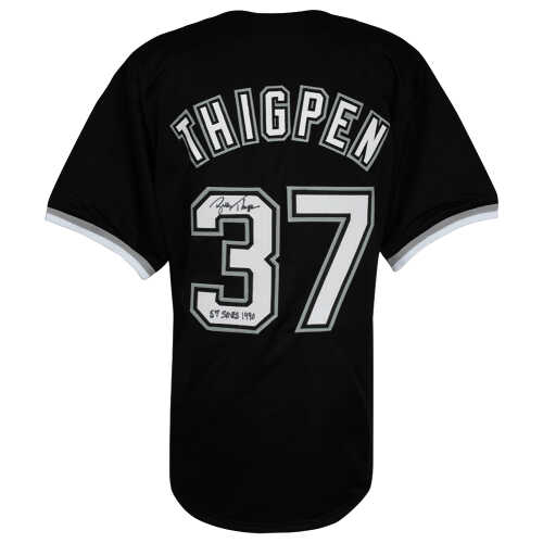 Bobby Thigpen Signed Black Custom Baseball Jersey w/57 Saves 1990
