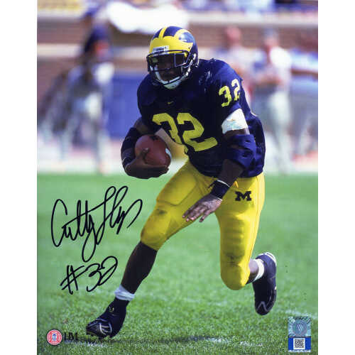 Anthony Thomas Signed Michigan Wolverines Navy Jersey Action 8x10 Photo