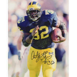 Anthony Thomas Signed Michigan Wolverines Close Up Running Action 8x10 Photo
