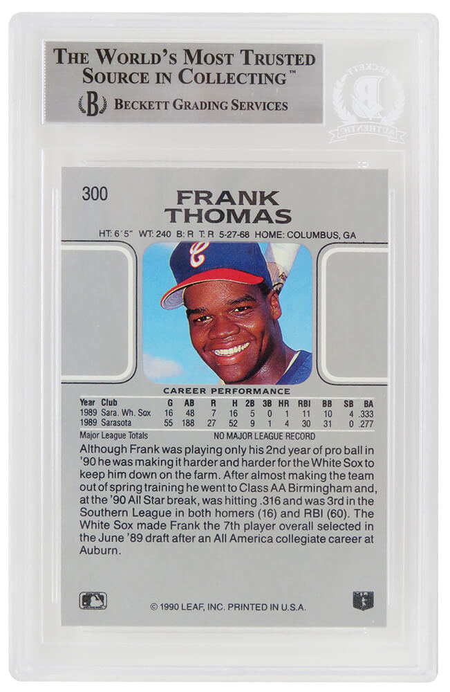 Frank Thomas Autographed 1990 Leaf Rookie Card #300 Chicago White