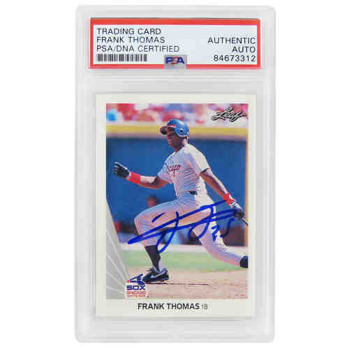 Frank Thomas Signed White Sox 1990 Leaf Rookie Card #300 (PSA/DNA Encapsulated)