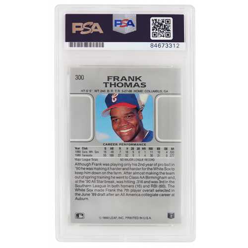 Frank Thomas Signed White Sox 1990 Leaf Rookie Card #300 (PSA/DNA Encapsulated) - Image 2