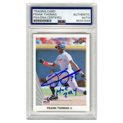 Frank Thomas Signed White Sox 1990 Leaf Rookie Baseball Card #300 w/HOF 2014 (PSA Encapsulated)