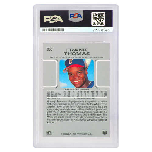 Frank Thomas Signed White Sox 1990 Leaf Rookie Baseball Card #300 w/HOF 2014 (PSA Encapsulated) - Image 2