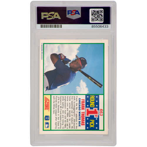 Frank Thomas Signed White Sox 1990 Score Rookie Baseball Trading Card #663 - (PSA Encapsulated) - Image 2