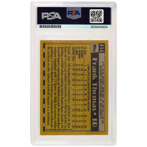 Frank Thomas Signed Chicago White Sox 1990 Topps Rookie Baseball Card #414 - (PSA/DNA Encapsulated) - Image 2