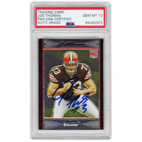 Joe Thomas Signed Cleveland Browns 2007 Bowman Chrome Rookie Card #BC94 (PSA/DNA Encapsulated - Auto Grade 10)