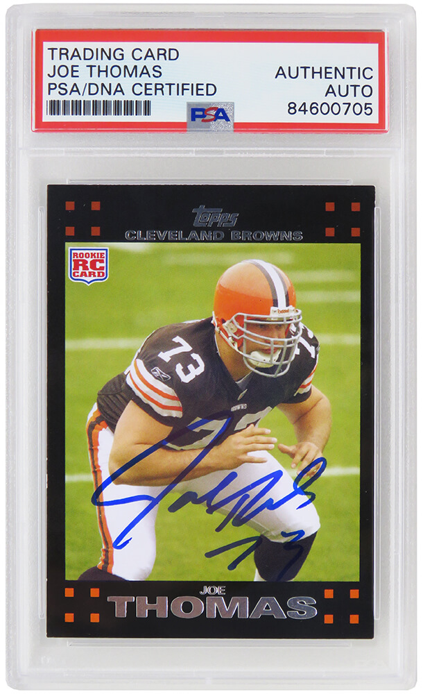 Joe Thomas Signed Cleveland Browns 2007 Topps Rookie Football Trading Card  #392 – (PSA/DNA Encapsulated) – Schwartz Sports Memorabilia