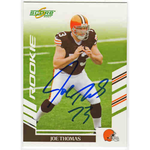 Joe Thomas Signed Cleveland Browns 2007 Score Rookie Football Card #355