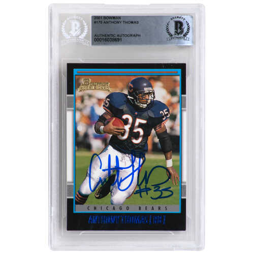 Anthony Thomas Signed Chicago Bears 2001 Bowman Rookie Football Card #175 - (Beckett Encapsulated)