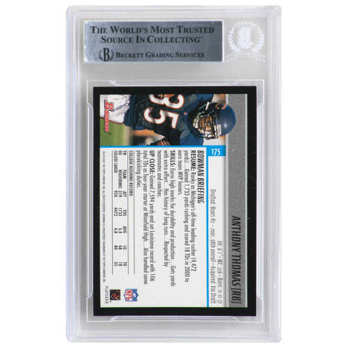 Anthony Thomas Signed Chicago Bears 2001 Bowman Rookie Football Card #175 - (Beckett Encapsulated) - Image 2