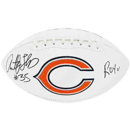 Anthony Thomas Signed Jarden Chicago Bears Logo White Panel Full Size Football w/ROY'01