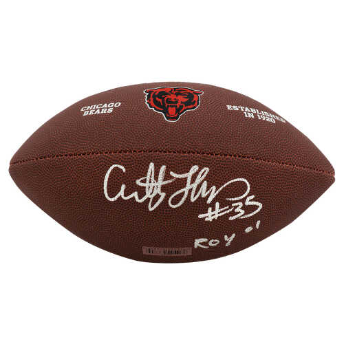 Anthony Thomas Signed Chicago Bears Brown Logo Football w/ROY'01